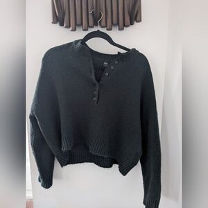 Simons Dark Green Women's Henley Sweater